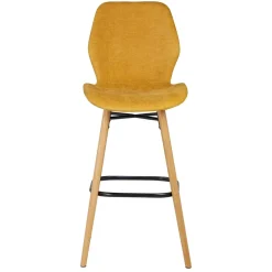 Set di 2 sedie per isola centrale con schienale in tessuto (Altezza seduta 65cm) Malika Giallo senape