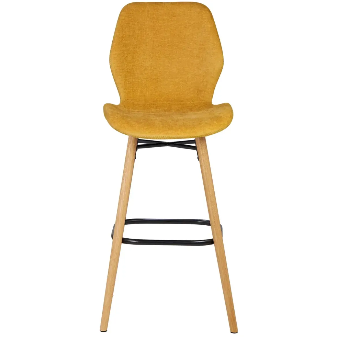 Set di 2 sedie per isola centrale con schienale in tessuto (Altezza seduta 65cm) Malika Giallo senape