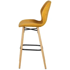 Set di 2 sedie per isola centrale con schienale in tessuto (Altezza seduta 65cm) Malika Giallo senape
