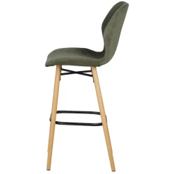 Set di 2 sedie per isola centrale con schienale in tessuto (Altezza seduta 65 cm) Malika Verde bottiglia
