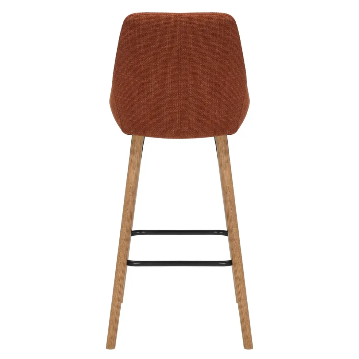 Set di 2 sedie per isola centrale con schienale in tessuto (Altezza seduta 67cm) Juno Cognac gambe in rovere