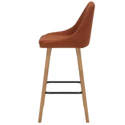 Set di 2 sedie per isola centrale con schienale in tessuto (Altezza seduta 67cm) Juno Cognac gambe in rovere