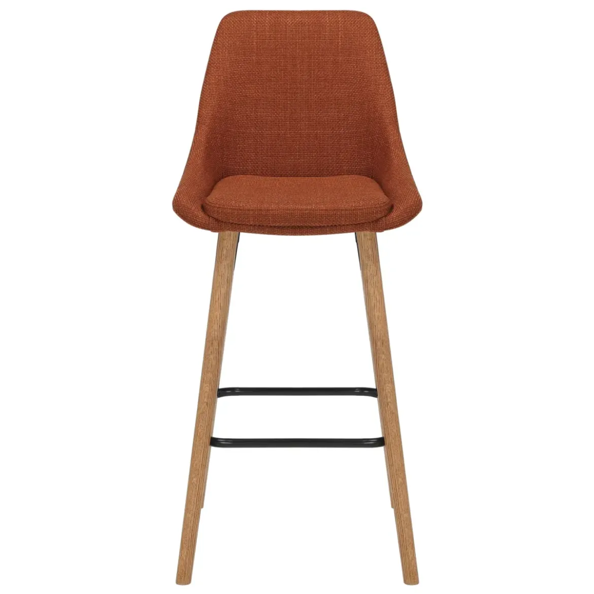 Set di 2 sedie per isola centrale con schienale in tessuto (Altezza seduta 67cm) Juno Cognac gambe in rovere