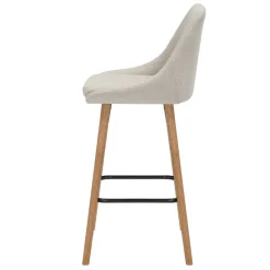 Set di 2 sedie per isola centrale con schienale in tessuto (Altezza seduta 67cm) Juno Crema gambe in rovere