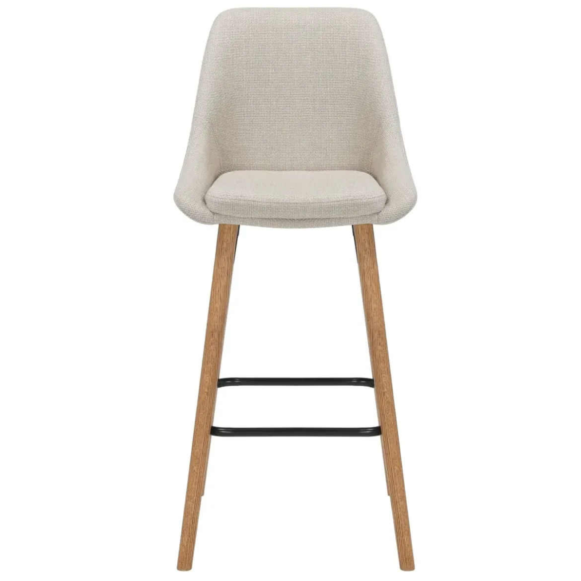 Set di 2 sedie per isola centrale con schienale in tessuto (Altezza seduta 67cm) Juno Crema gambe in rovere