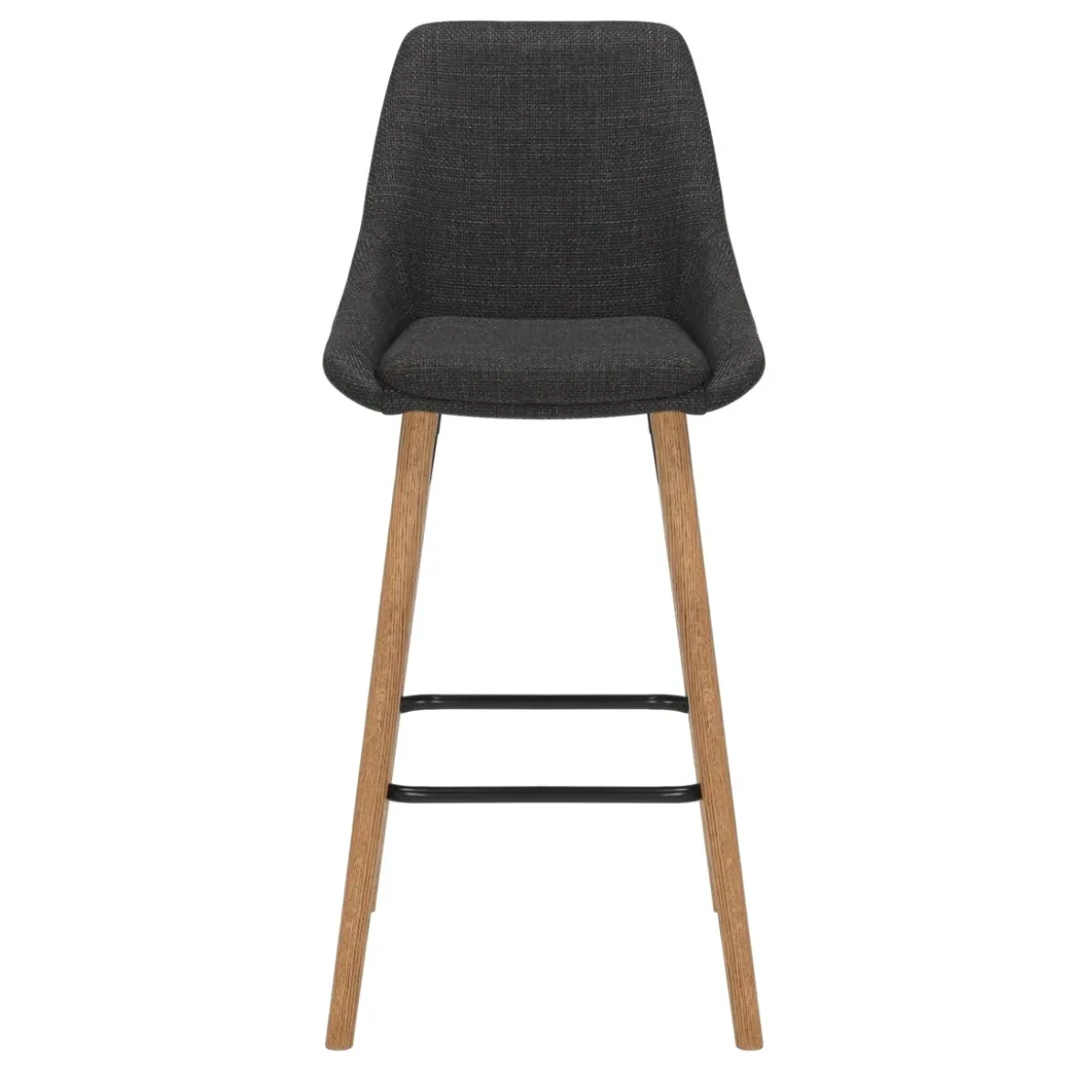 Set di 2 sedie per isola centrale con schienale in tessuto (Altezza seduta 67cm) Juno Grigio antracite gambe in quercia