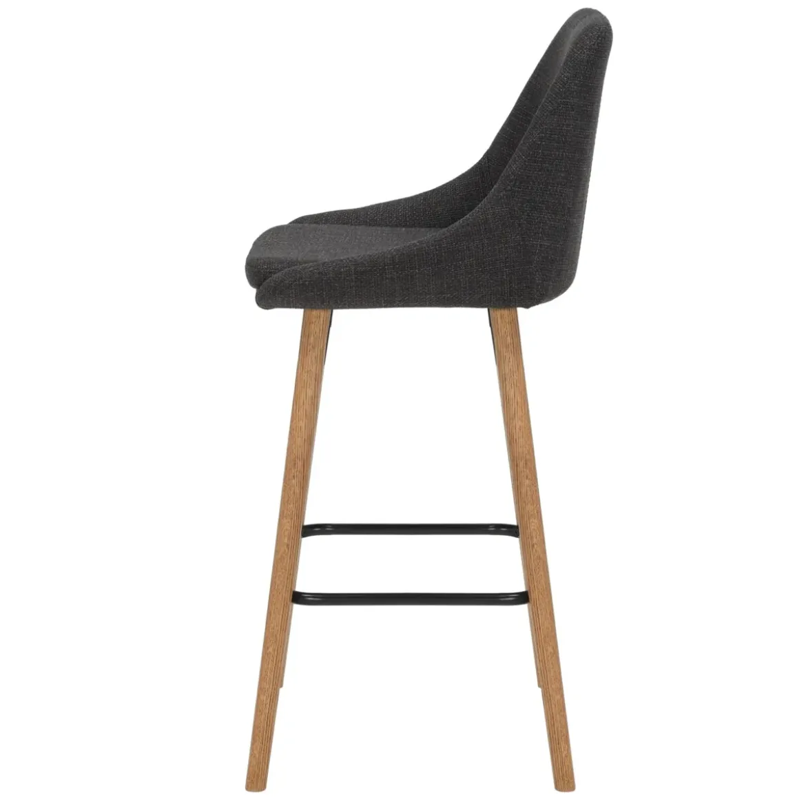 Set di 2 sedie per isola centrale con schienale in tessuto (Altezza seduta 67cm) Juno Grigio antracite gambe in quercia