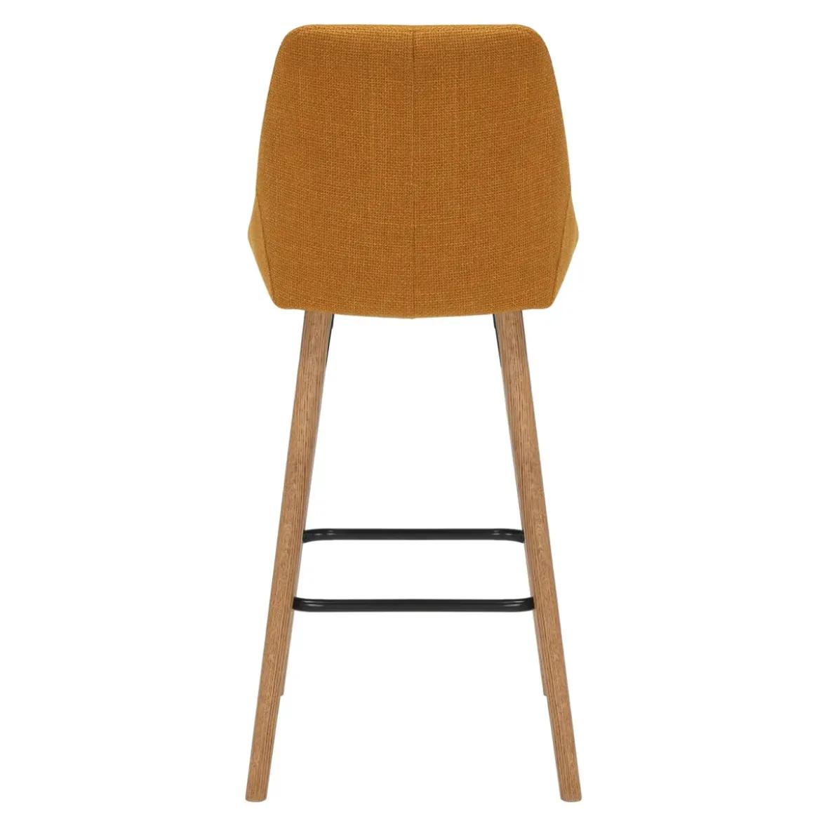 Set di 2 sedie per isola centrale con schienale in tessuto (Altezza seduta 67cm) Juno Giallo ocra gambe in quercia