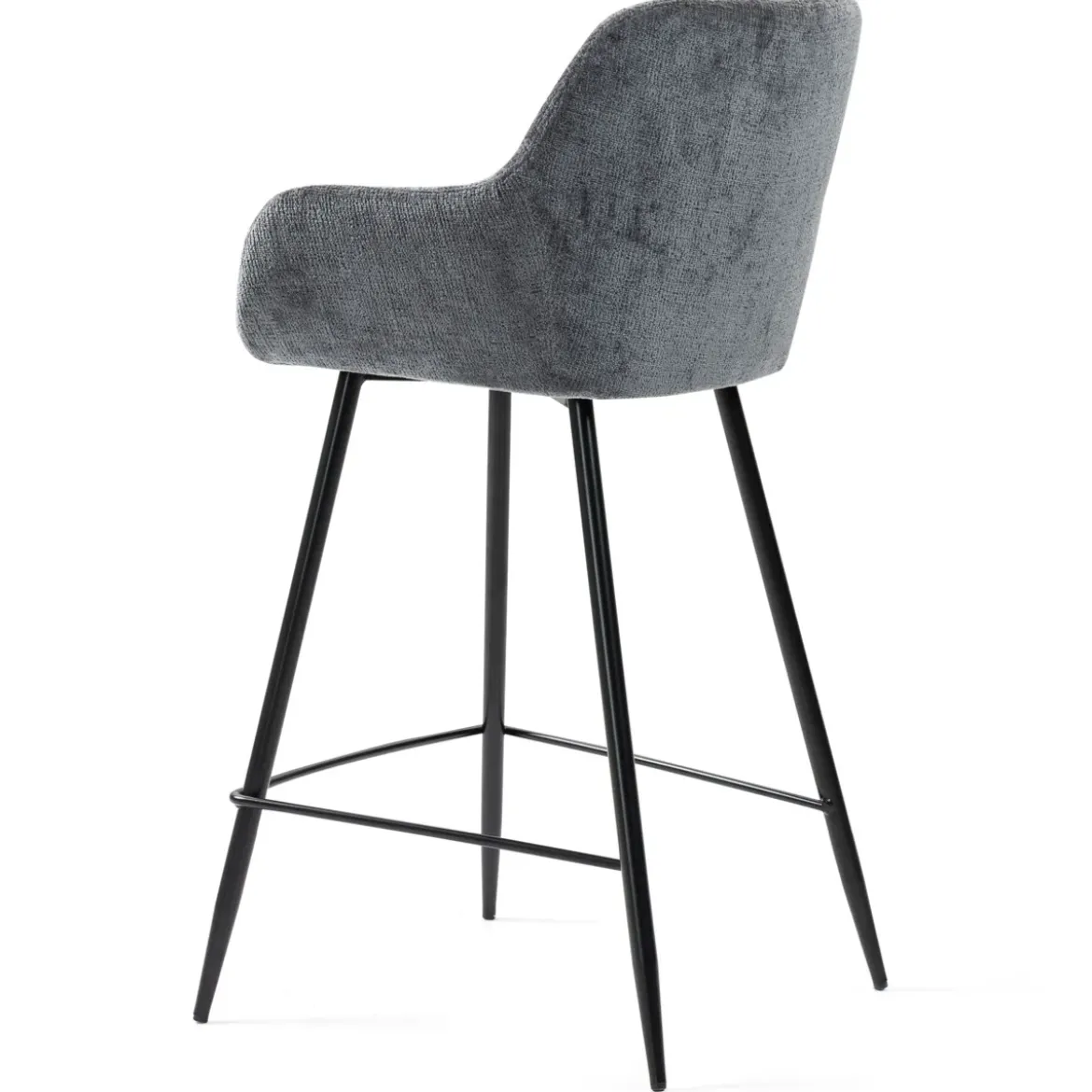 Set di 2 sedie per isola centrale con schienale in tessuto chenille (seduta 65cm) Zola Grigio