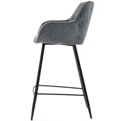 Set di 2 sedie per isola centrale con schienale in tessuto chenille (seduta 65cm) Zola Grigio