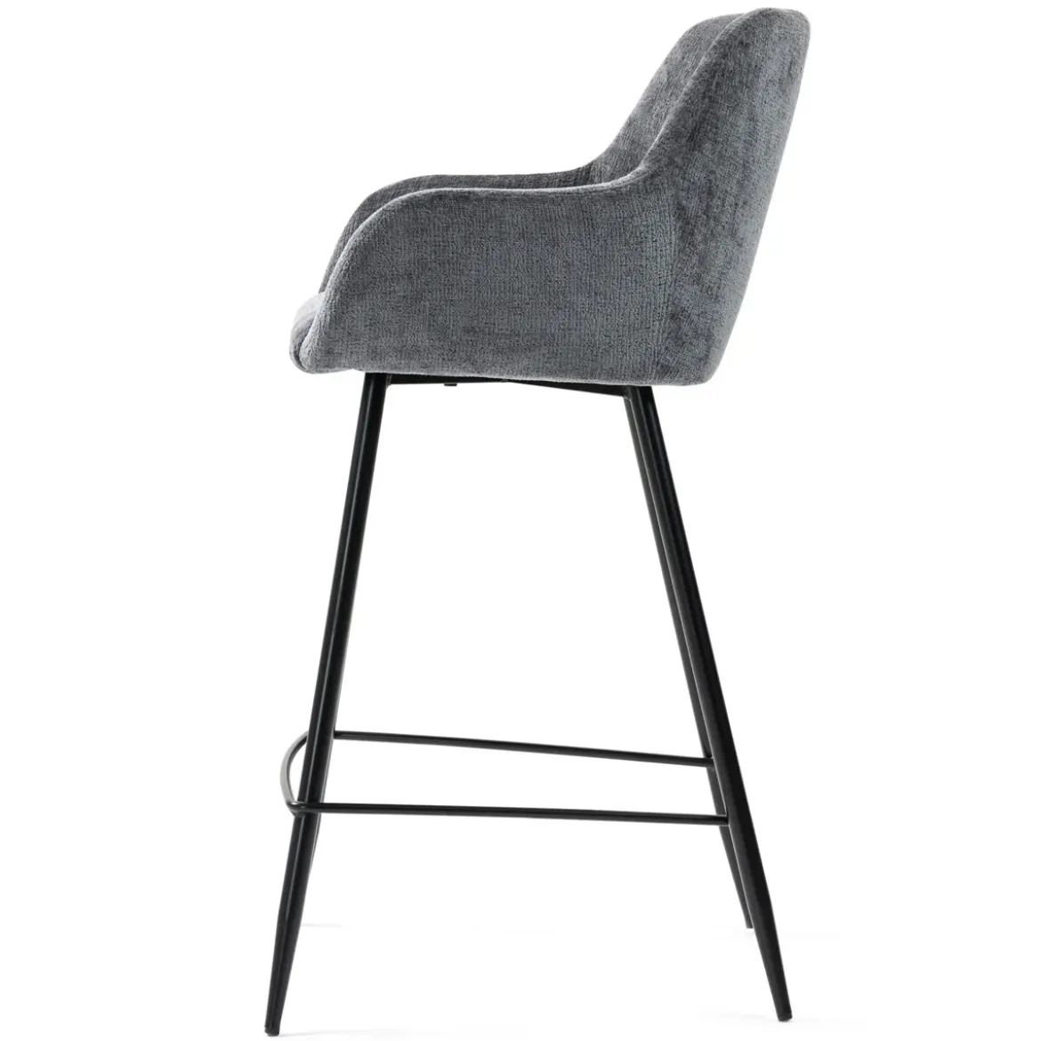 Set di 2 sedie per isola centrale con schienale in tessuto chenille (seduta 65cm) Zola Grigio