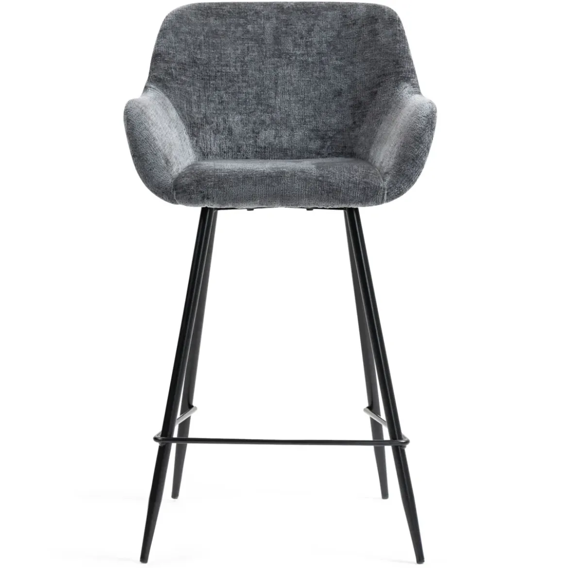 Set di 2 sedie per isola centrale con schienale in tessuto chenille (seduta 65cm) Zola Grigio