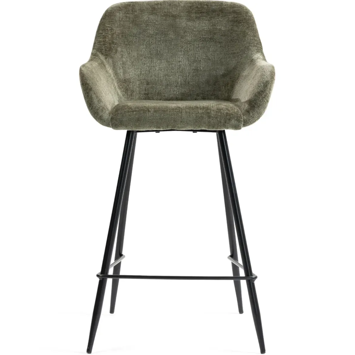 Set di 2 sedie per isola centrale con schienale in tessuto di velluto (Altezza seduta 65 cm) Zola Verde cachi