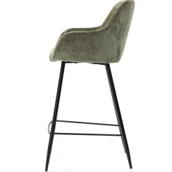 Set di 2 sedie per isola centrale con schienale in tessuto di velluto (Altezza seduta 65 cm) Zola Verde cachi