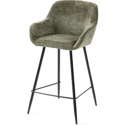 Set di 2 sedie per isola centrale con schienale in tessuto di velluto (Altezza seduta 65 cm) Zola Verde cachi