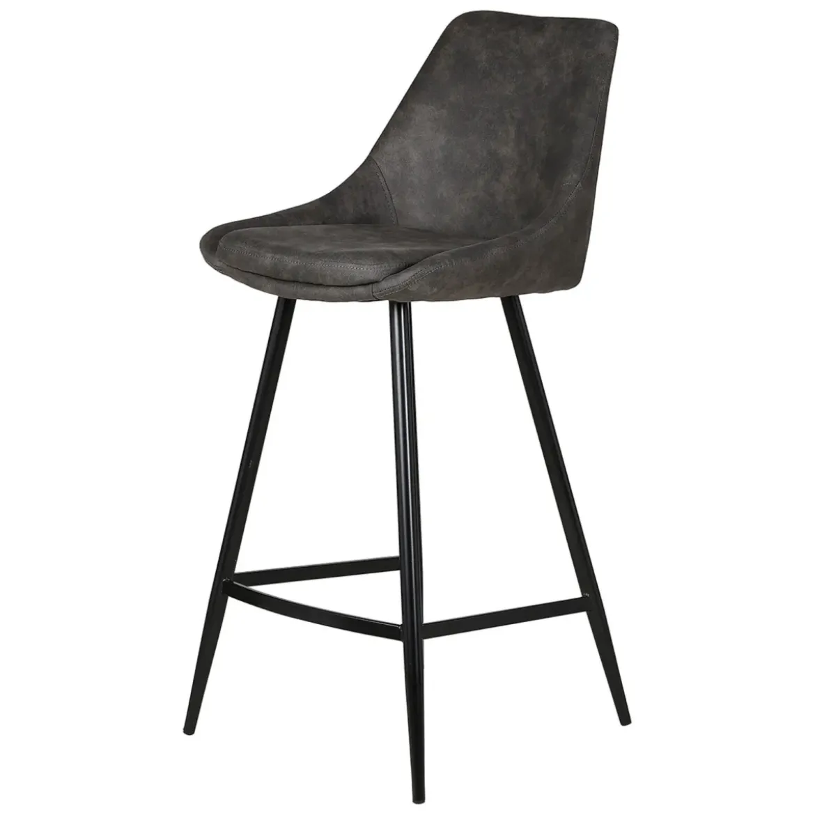 Set di 2 sedie per isola centrale con schienale in tessuto effetto camoscio (Altezza seduta 67cm) Juno Grigio scuro