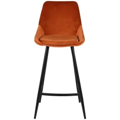 Set di 2 sedie per isola centrale con schienale in velluto (Altezza seduta 67cm) Juno Cognac