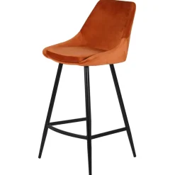 Set di 2 sedie per isola centrale con schienale in velluto (Altezza seduta 67cm) Juno Cognac