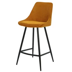 Set di 2 sedie per isola centrale con schienale in velluto a coste (Altezza seduta 67cm) Juno Giallo curry