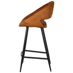 Set di 2 sedie per isola centrale con schienale in velluto a coste (Altezza seduta 68cm) Kosmo Cognac