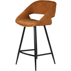 Set di 2 sedie per isola centrale con schienale in velluto a coste (Altezza seduta 68cm) Kosmo Cognac