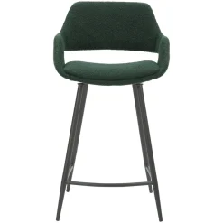 Set di 2 sedie per isola centrale con schienale in bouclé (seduta 65cm) Soho Verde pino