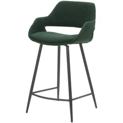Set di 2 sedie per isola centrale con schienale in bouclé (seduta 65cm) Soho Verde pino