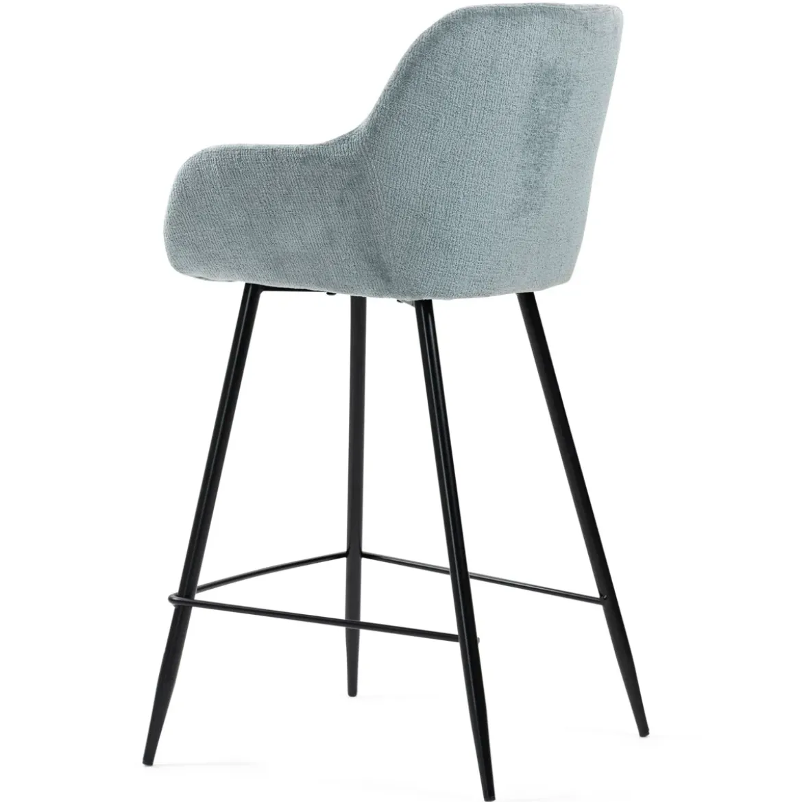 Set di 2 sedie per isola centrale con schienale in tessuto chenille (Altezza seduta 65cm) Zola Blu celadon