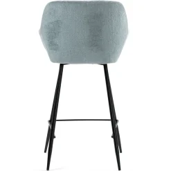 Set di 2 sedie per isola centrale con schienale in tessuto chenille (Altezza seduta 65cm) Zola Blu celadon