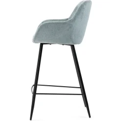 Set di 2 sedie per isola centrale con schienale in tessuto chenille (Altezza seduta 65cm) Zola Blu celadon