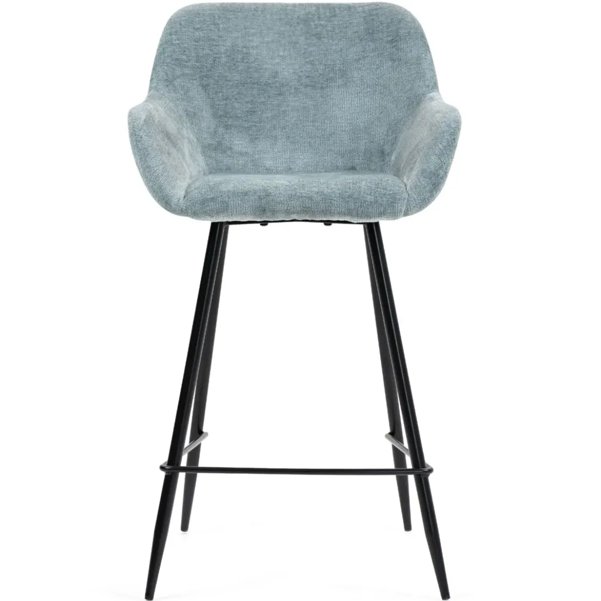 Set di 2 sedie per isola centrale con schienale in tessuto chenille (Altezza seduta 65cm) Zola Blu celadon