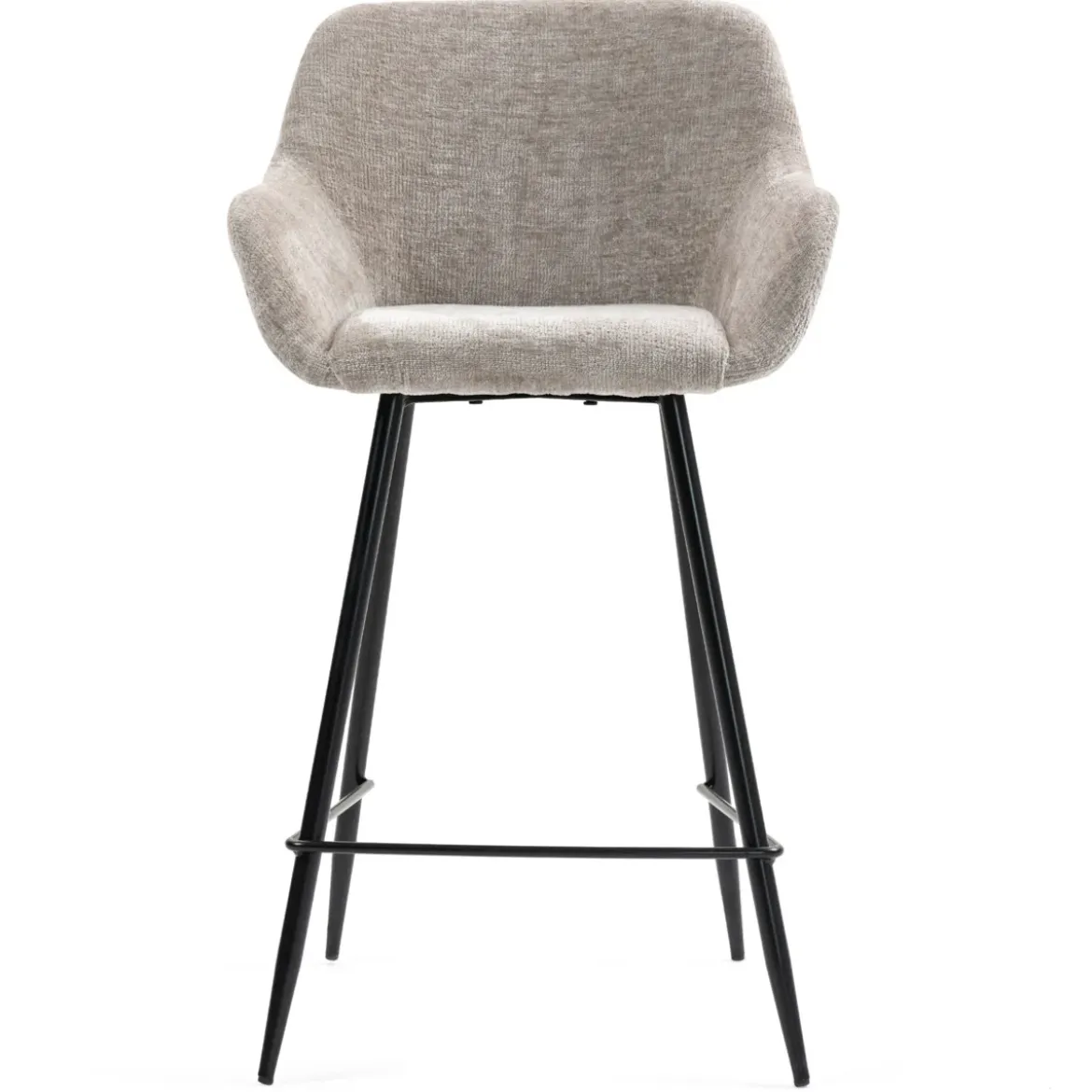 Set di 2 sedie per isola centrale con schienale in tessuto chenille (Altezza seduta 65cm) Zola Tortora