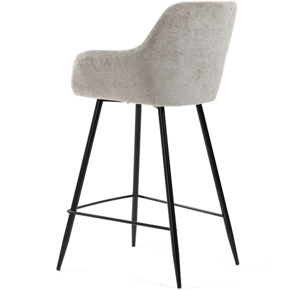 Set di 2 sedie per isola centrale con schienale in tessuto chenille (Altezza seduta 65cm) Zola Tortora