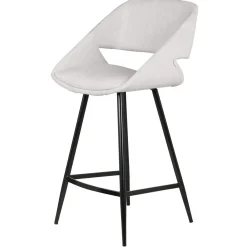 Set di 2 sedie per isola centrale con schienale in velluto a coste (Altezza seduta 68cm) Kosmo Ecru