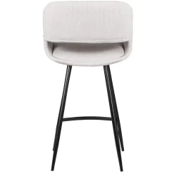 Set di 2 sedie per isola centrale con schienale in velluto a coste (Altezza seduta 68cm) Kosmo Ecru