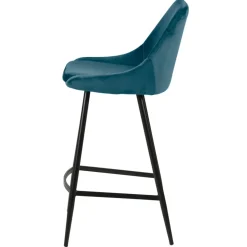 Set di 2 sgabelli da bar con schienale in velluto (Altezza seduta 75cm) Juno Blu scuro