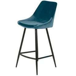 Set di 2 sgabelli da bar con schienale in velluto (Altezza seduta 75cm) Juno Blu scuro