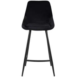 Set di 2 sgabelli da bar con schienale in velluto (Altezza seduta 75cm) Juno Nero