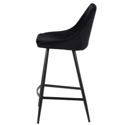 Set di 2 sgabelli da bar con schienale in velluto (Altezza seduta 75cm) Juno Nero
