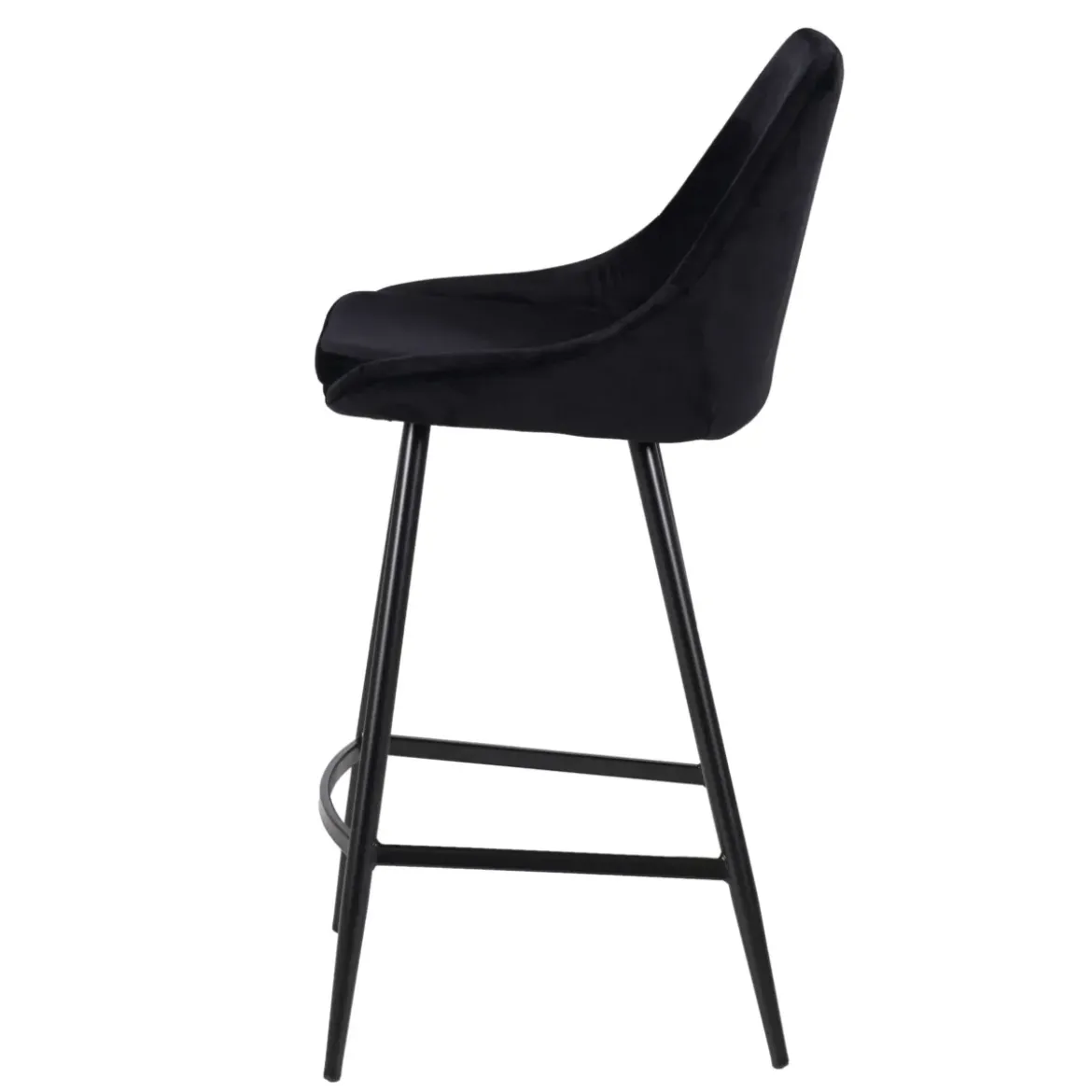 Set di 2 sgabelli da bar con schienale in velluto (Altezza seduta 75cm) Juno Nero