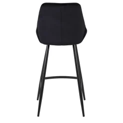 Set di 2 sgabelli da bar con schienale in velluto (Altezza seduta 75cm) Juno Nero
