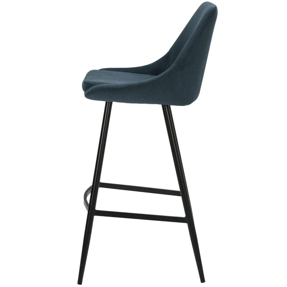 Set di 2 sgabelli da bar con schienale in velluto a coste (Altezza seduta 75cm) Juno Blu scuro
