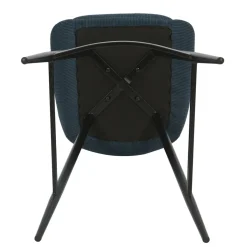 Set di 2 sgabelli da bar con schienale in velluto a coste (Altezza seduta 75cm) Juno Blu scuro