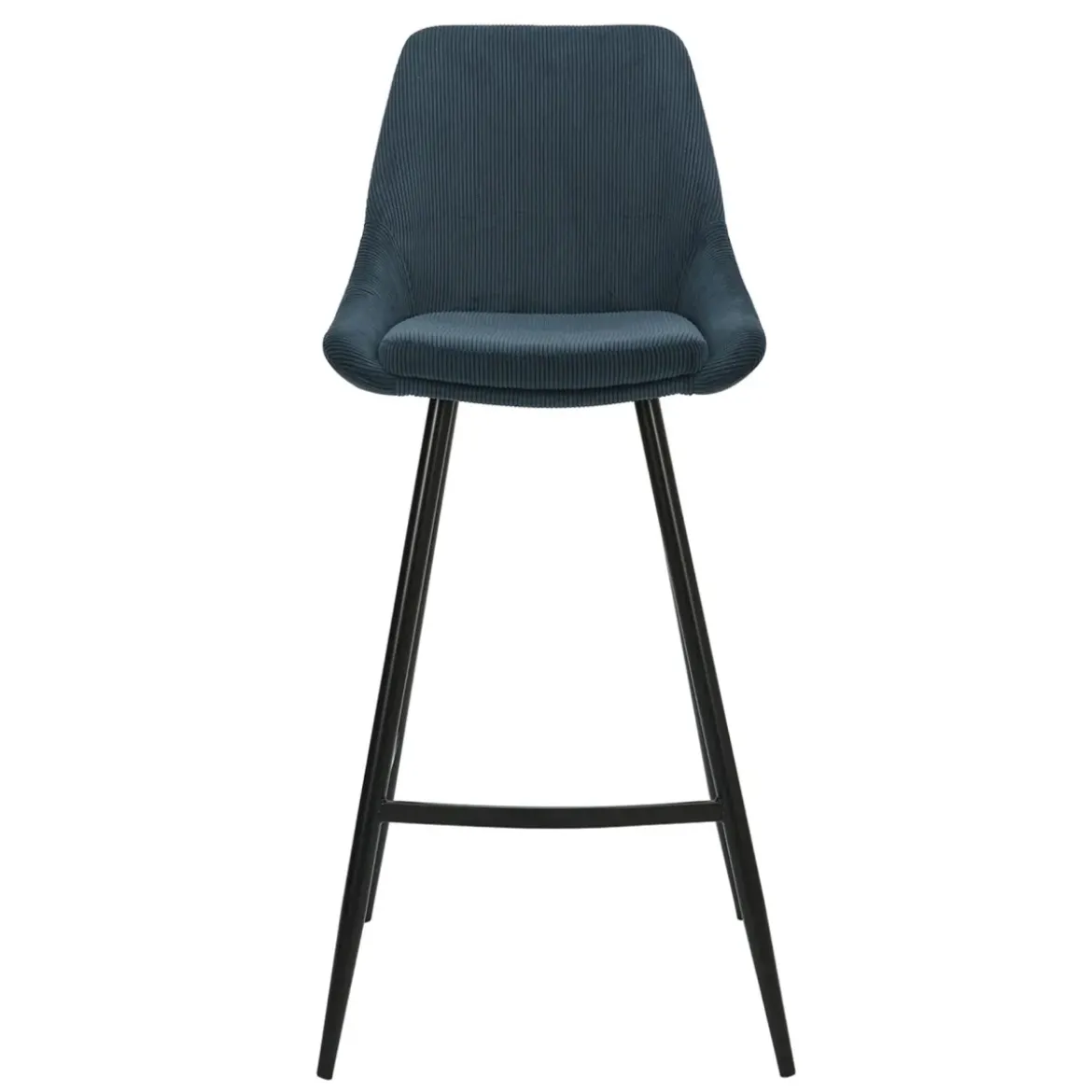 Set di 2 sgabelli da bar con schienale in velluto a coste (Altezza seduta 75cm) Juno Blu scuro
