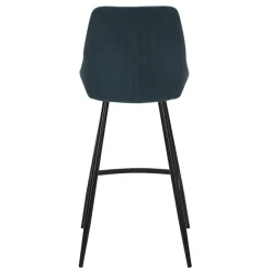 Set di 2 sgabelli da bar con schienale in velluto a coste (Altezza seduta 75cm) Juno Blu scuro