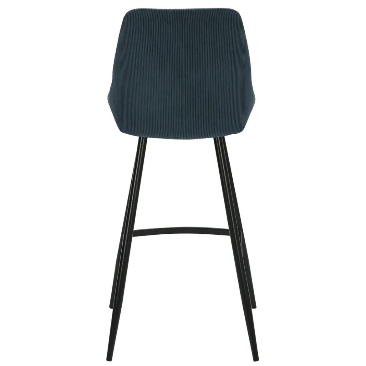 Set di 2 sgabelli da bar con schienale in velluto a coste (Altezza seduta 75cm) Juno Blu scuro