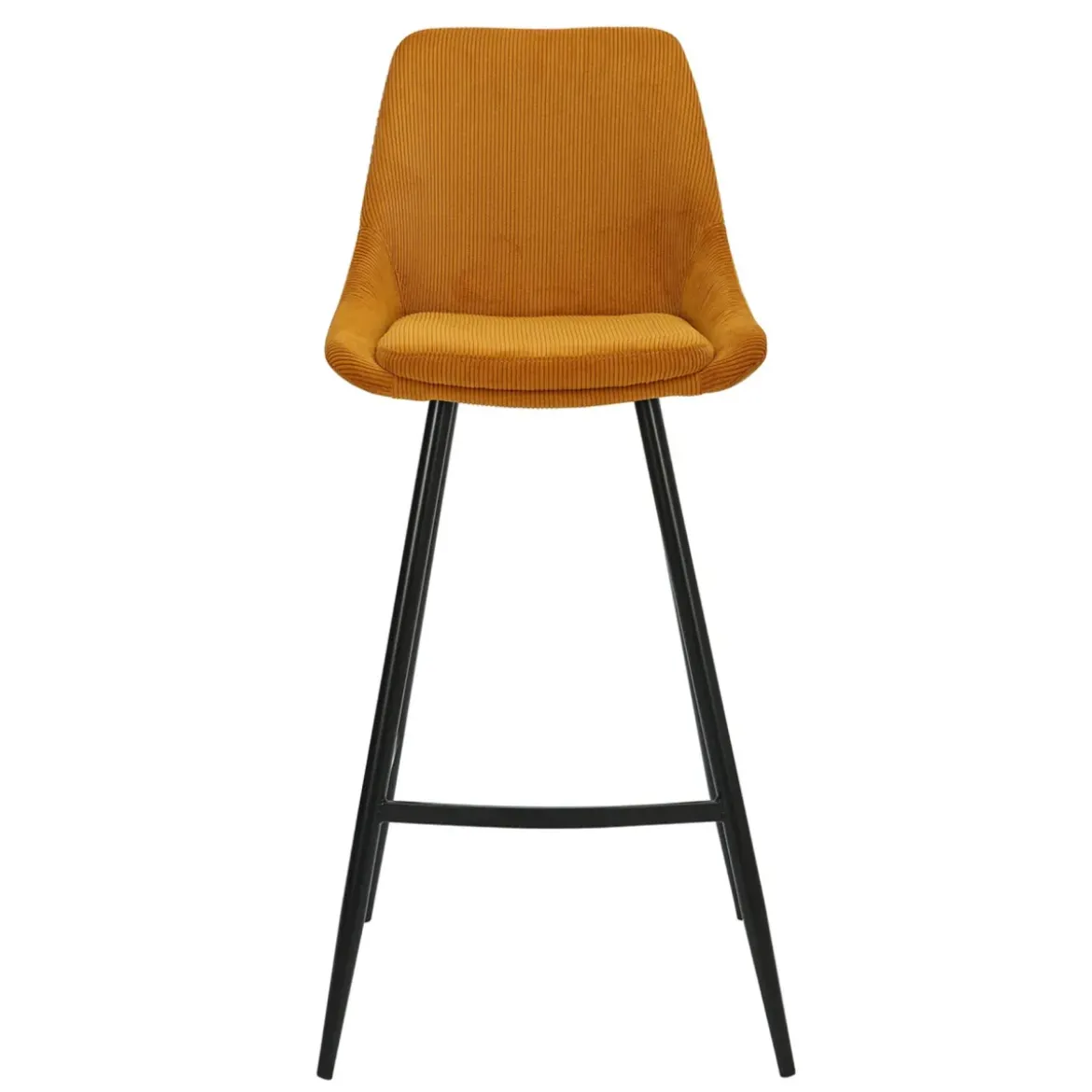 Set di 2 sgabelli da bar con schienale in velluto a coste (Altezza seduta 75cm) Juno Giallo curry