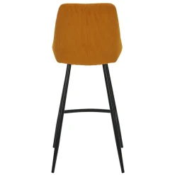 Set di 2 sgabelli da bar con schienale in velluto a coste (Altezza seduta 75cm) Juno Giallo curry