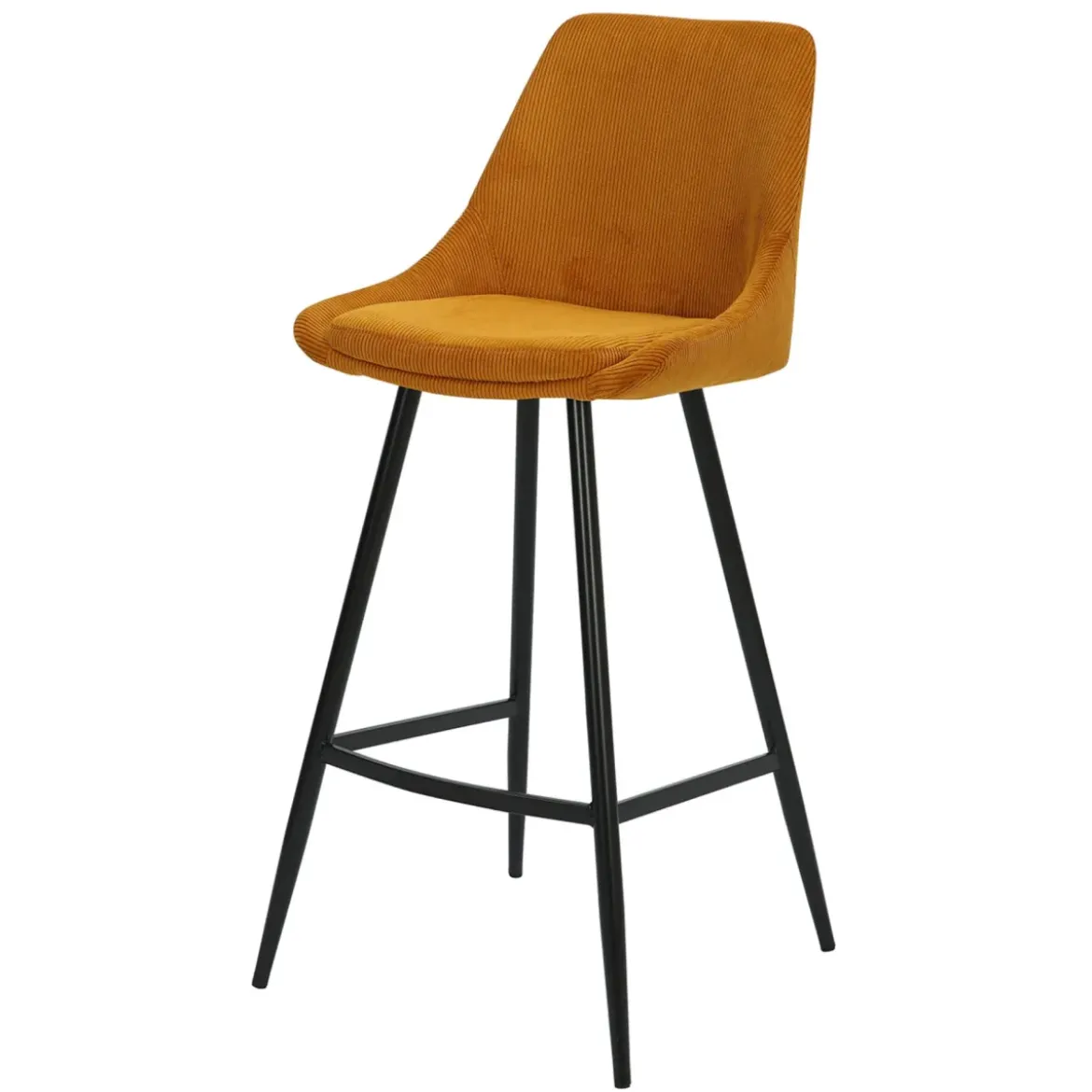 Set di 2 sgabelli da bar con schienale in velluto a coste (Altezza seduta 75cm) Juno Giallo curry