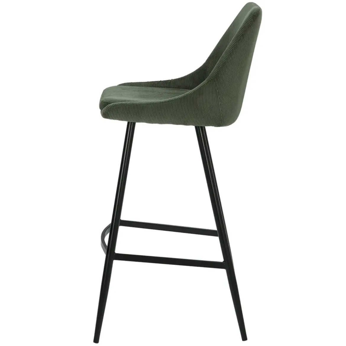 Set di 2 sgabelli da bar con schienale in velluto a coste (Altezza seduta 75cm) Juno Verde pino